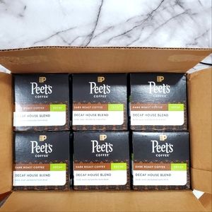 Peet's de-caf coffee Keurig cups case.  (Total=60 k cups.) decaf house blend